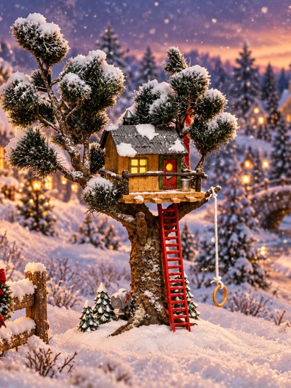 DEPARTMENT 56 Snow Village TREETOP TREE HOUSE Ceramic 54890